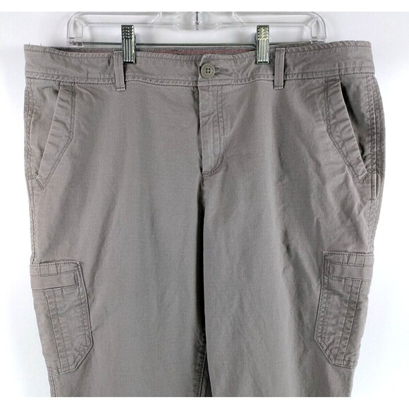 Eddie Bauer Womens Slightly Curvy Cropped Cargo Pants Gray Size 14 Roll Tab Cuff - Picture 2 of 16